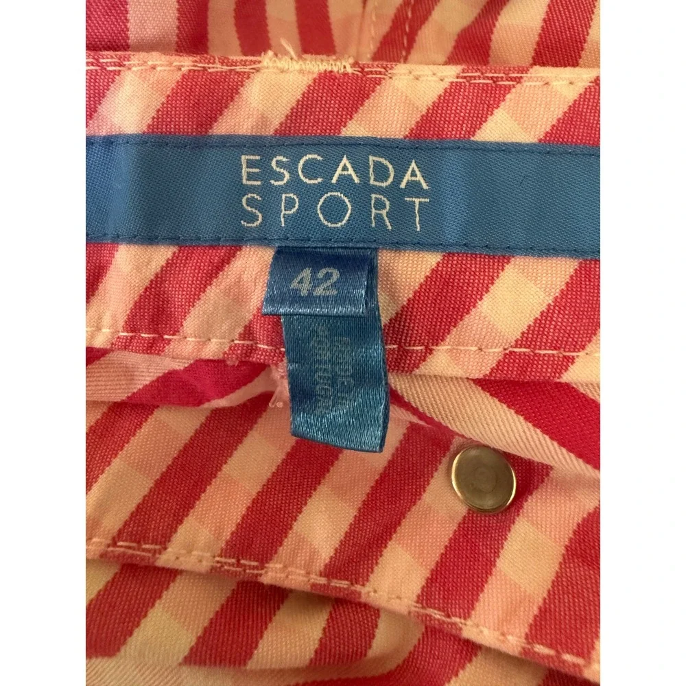 Escada Sport Pink White striped Pants 12/42 preppy euro costal y2k boho Kate - Picture 5 of 10